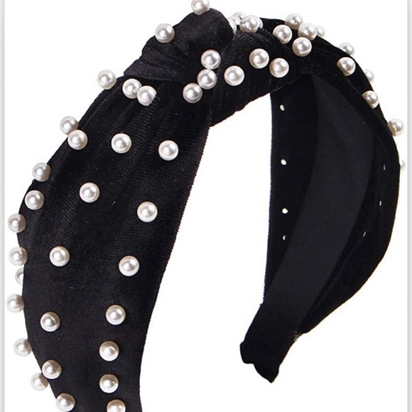 Black Velvet Pearl Headband - Picture 1 of 4